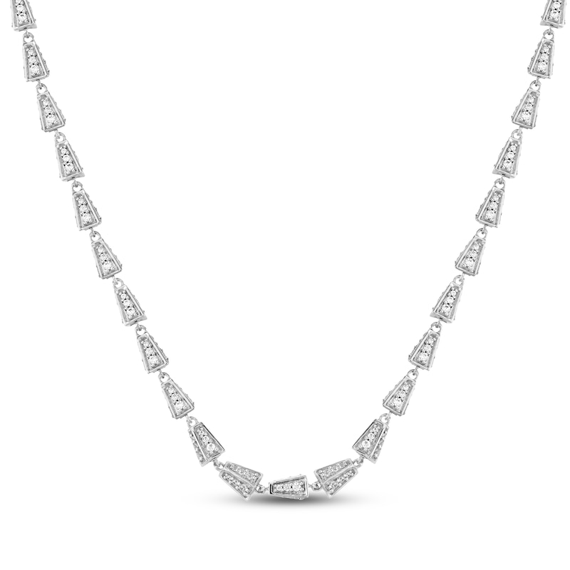 Main Image 1 of Men's Diamond Triangle Link Necklace 3 ct tw Sterling Silver 22&quot;