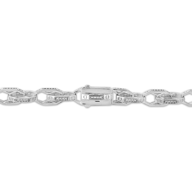 Main Image 2 of Men's Diamond-Edge Hollow Chain Links Necklace 2 ct tw Sterling Silver 22&quot;