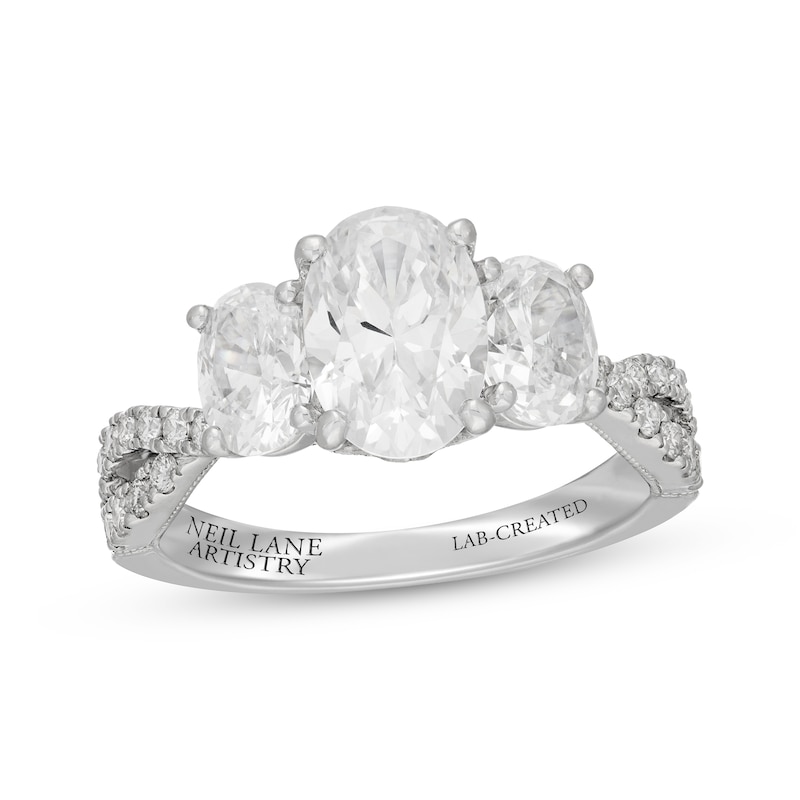 Main Image 1 of Neil Lane Artistry Oval-Cut Lab-Grown Diamond Three-Stone Ring 3 ct tw 14K White Gold