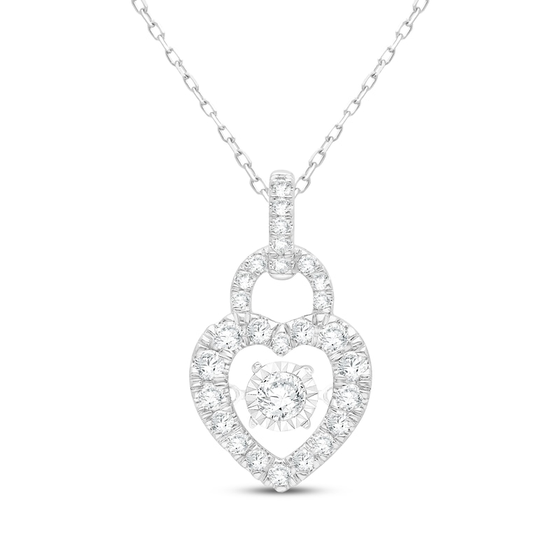 Main Image 1 of Unstoppable Love Lab-Grown Diamond Heart Lock Necklace 1 ct tw 10K White Gold