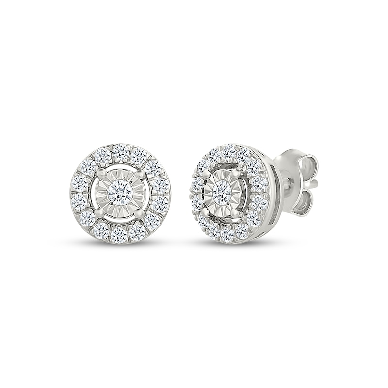 Main Image 1 of Lab-Grown Diamonds by KAY Halo Stud Earrings 1/4 ct tw Sterling Silver