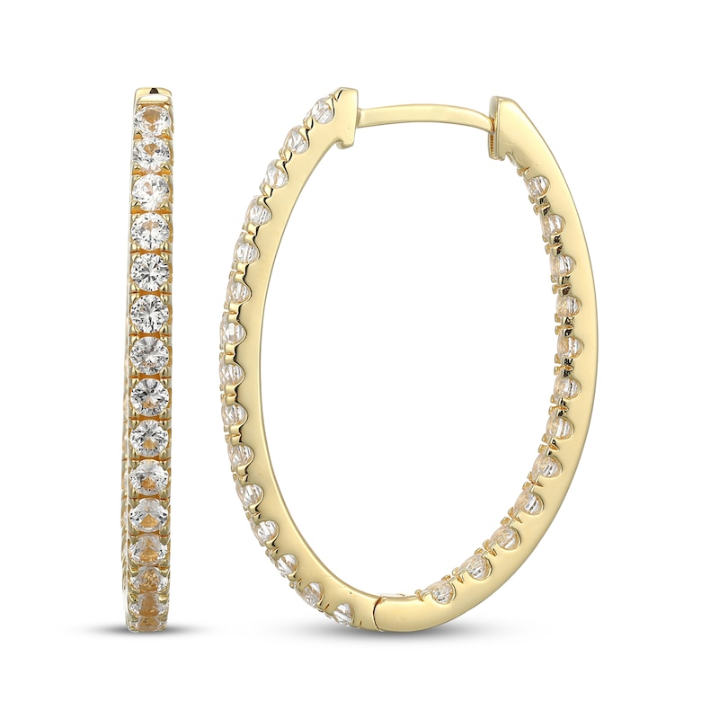 Main Image 3 of White Lab-Created Sapphire Inside-Out Hoop Earrings 18K Yellow Gold-Plated Sterling Silver