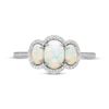 Thumbnail Image 3 of Memories Moments Magic Oval-Cut Lab-Created Opal & Diamond Three-Stone Ring 1/8 ct tw Sterling Silver