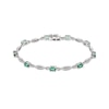 Thumbnail Image 1 of Oval-Cut Natural Emerald & Diamond Link Bracelet 1/4 ct tw 14K White Gold 7.25&quot;