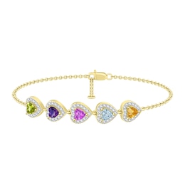 Color Stone Family Hearts Bracelet