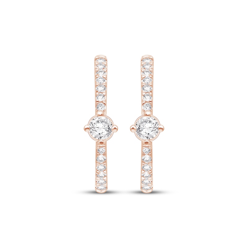 Main Image 2 of Lab-Grown Diamonds by KAY Hoop Earrings 1/2 ct tw 14K Rose Gold