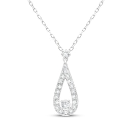 Lab-Grown Diamonds by KAY Teardrop Necklace 1/2 ct tw 14K White Gold 18&quot;