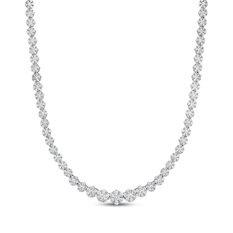 Main Image 1 of Multi-Diamond Riviera Necklace 6 ct tw 14K White Gold 16&quot;