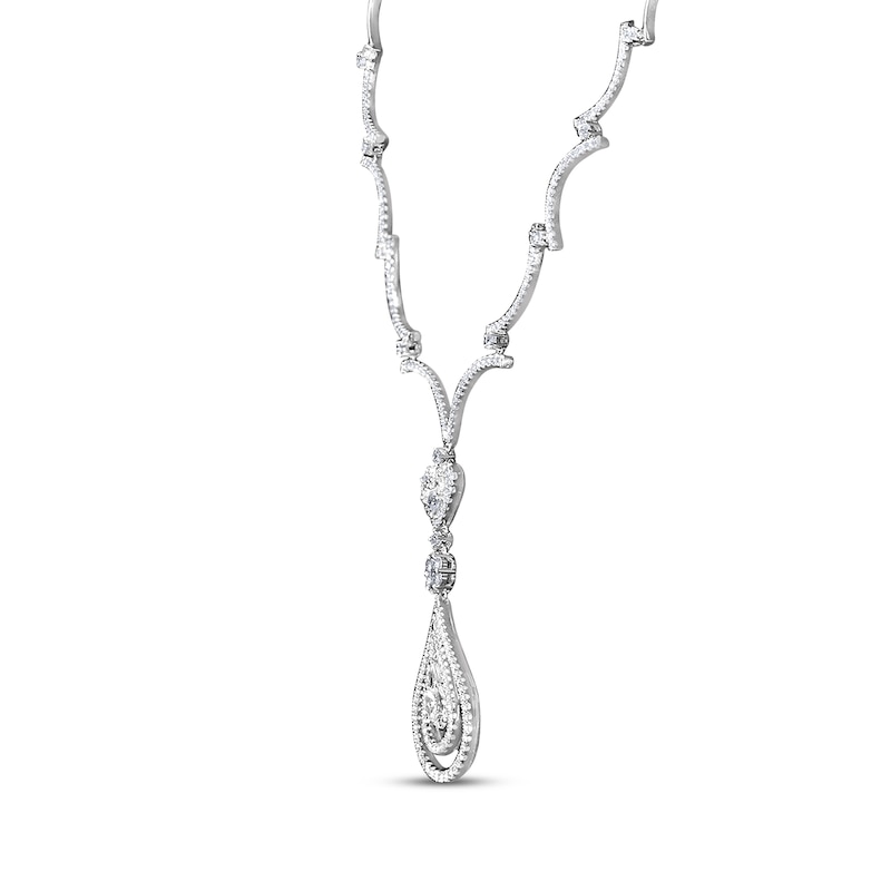 Main Image 2 of Multi-Shape Diamond Teardrop Necklace 3-1/2 ct tw 14K White Gold 16&quot;