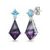 Thumbnail Image 1 of Kite-Shaped Fluorite & Square-Cut Swiss Blue Topaz Dangle Earrings Sterling Silver