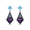 Thumbnail Image 2 of Kite-Shaped Fluorite & Square-Cut Swiss Blue Topaz Dangle Earrings Sterling Silver