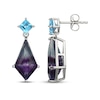 Thumbnail Image 3 of Kite-Shaped Fluorite & Square-Cut Swiss Blue Topaz Dangle Earrings Sterling Silver