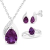 Thumbnail Image 1 of Pear-Shaped Amethyst & White Lab-Created Sapphire Gift Set Sterling Silver