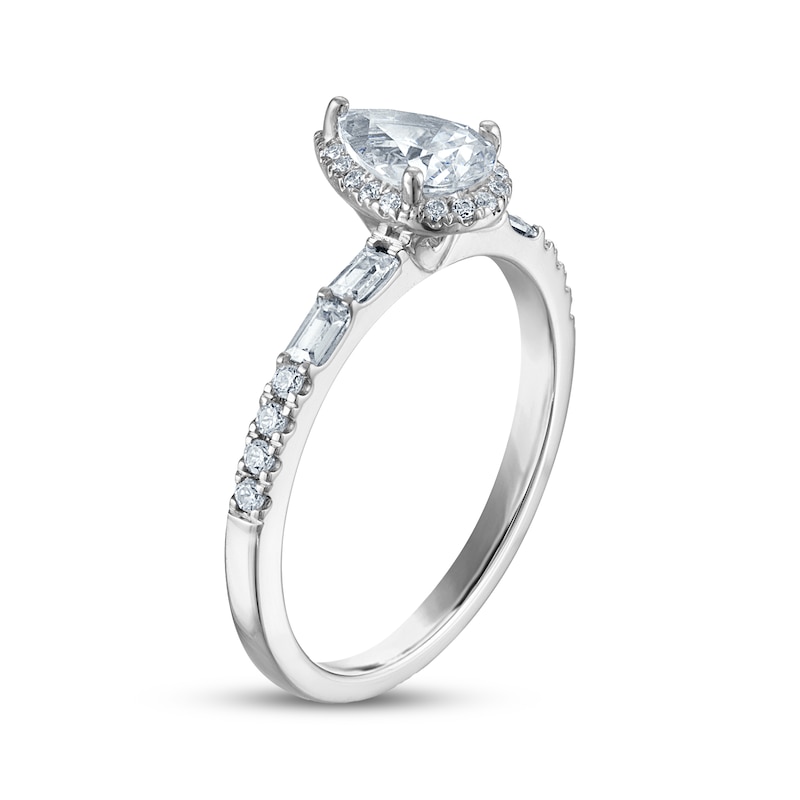 Main Image 2 of Pear-Shaped Diamond Halo Engagement Ring 3/4 ct tw 10K White Gold