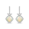 Thumbnail Image 2 of Cushion-Cut Lab-Created Opal & White Lab-Created Sapphire Drop Earrings Sterling Silver