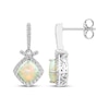 Thumbnail Image 3 of Cushion-Cut Lab-Created Opal & White Lab-Created Sapphire Drop Earrings Sterling Silver