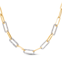 Diamond Paperclip Chain Necklace 1/2 ct tw 10K Yellow Gold 18&quot;