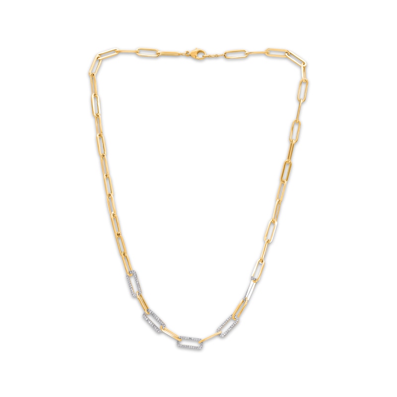 Main Image 2 of Diamond Paperclip Chain Necklace 1/2 ct tw 10K Yellow Gold 18&quot;