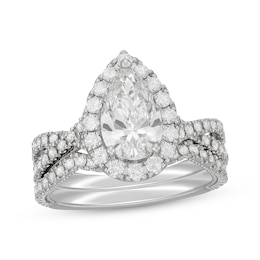 Neil Lane Artistry Pear-Shaped Lab-Grown Diamond Halo Bridal Set 2-1/2 ct tw 14K White Gold