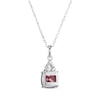 Thumbnail Image 2 of Cushion-Cut Garnet & Round-Cut White Lab-Created Sapphire Necklace Sterling Silver 18“