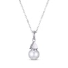 Thumbnail Image 3 of Cultured Pearl & Round-Cut White Lab-Created Sapphire Necklace Sterling Silver 18“