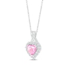 Thumbnail Image 1 of Heart-Shaped Pink & White Lab-Created Sapphire Necklace Sterling Silver 18”