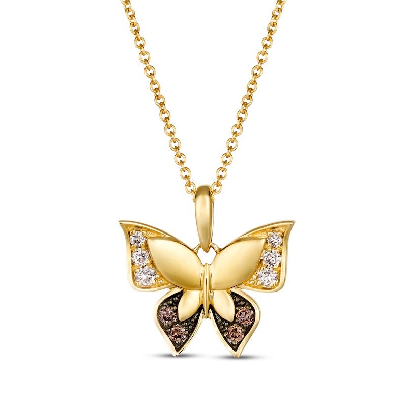 Main Image 1 of Le Vian Garden Party Diamond Butterfly Necklace 1/6 ct tw 14K Honey Gold 18&quot;