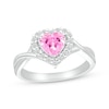 Thumbnail Image 0 of Heart-Shaped Pink & White Lab-Created Sapphire Ring Sterling Silver