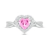 Thumbnail Image 3 of Heart-Shaped Pink & White Lab-Created Sapphire Ring Sterling Silver