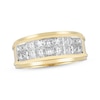 Thumbnail Image 1 of Men's Square-Cut Diamond Two-Row Wedding Band 2 ct tw 10K Yellow Gold