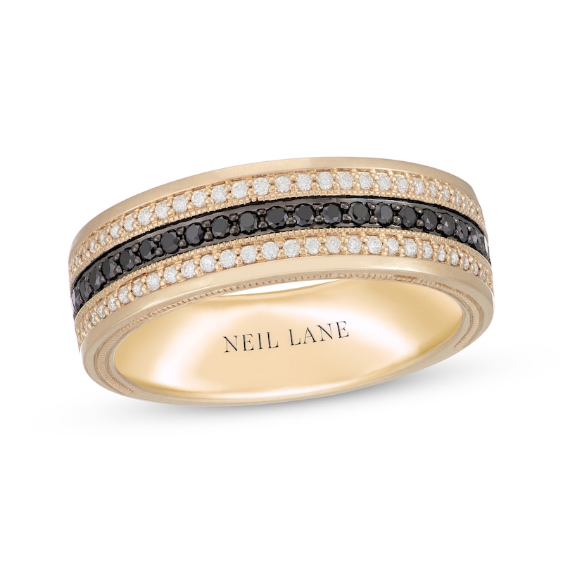 Main Image 1 of Neil Lane Men's Black & White Diamond Wedding Band 1/2 ct tw 14K Yellow Gold