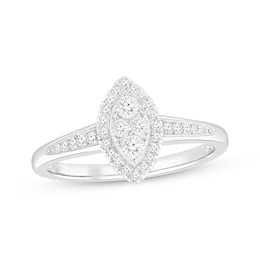 Diamond Marquise Frame Promise Ring 1/6 ct tw Sterling Silver