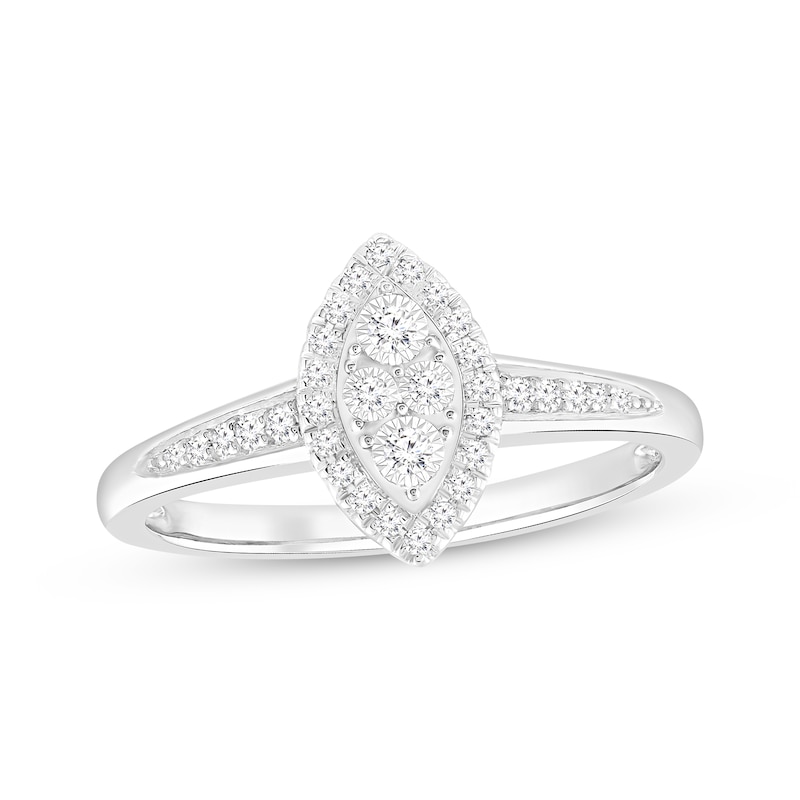 Diamond Marquise Frame Promise Ring 1/6 ct tw Sterling Silver
