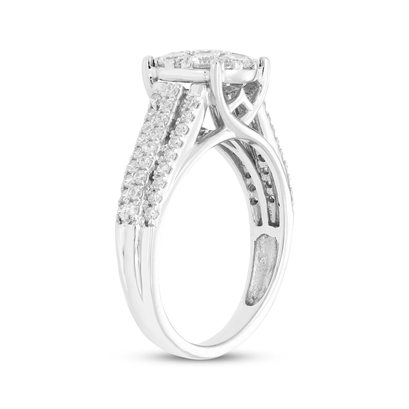 Multi-Diamond Center Engagement Ring 1 ct tw 10K White Gold