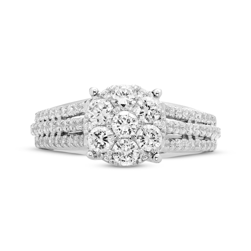 Multi-Diamond Center Engagement Ring 1 ct tw 10K White Gold