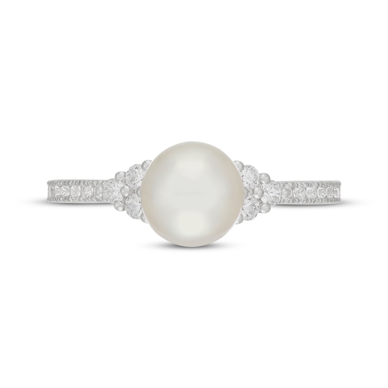 Main Image 3 of Neil Lane Cultured Akoya Pearl & Diamond Engagement Ring 1/3 ct tw 14K White Gold