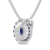 Thumbnail Image 3 of Oval-Cut Blue Lab-Created Sapphire & White Lab-Created Sapphire Double Halo Necklace Sterling Silver 18&quot;