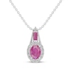 Thumbnail Image 1 of Oval & Baguette-Cut Lab-Created Pink Sapphire & White Lab-Created Sapphire Necklace Sterling Silver 18&quot;