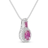 Thumbnail Image 2 of Oval & Baguette-Cut Lab-Created Pink Sapphire & White Lab-Created Sapphire Necklace Sterling Silver 18&quot;