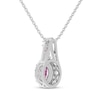 Thumbnail Image 3 of Oval & Baguette-Cut Lab-Created Pink Sapphire & White Lab-Created Sapphire Necklace Sterling Silver 18&quot;