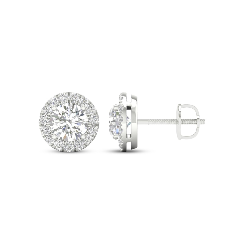 Lab-Created Diamonds by KAY Round-Cut Halo Stud Earrings 1-1/2 ct tw 14K White Gold (F/VS2)