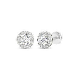 Lab-Created Diamonds by KAY Round-Cut Halo Stud Earrings 1 ct tw 14K White Gold (F/VS2)