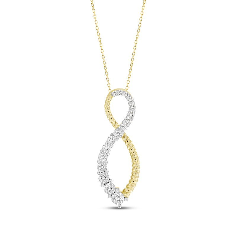 Main Image 1 of Diamond Graduating Infinity Rope Necklace 1/3 ct tw 10K Yellow Gold 18&quot;