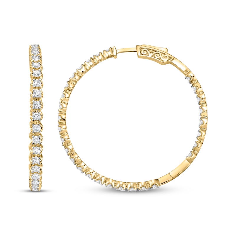 Lab-Grown Diamonds by KAY Inside-Out Hoop Earrings 3 ct tw 14K Yellow Gold 48mm