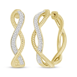 Diamond Rope Twist Hoop Earrings 1/2 ct tw 10K Yellow Gold