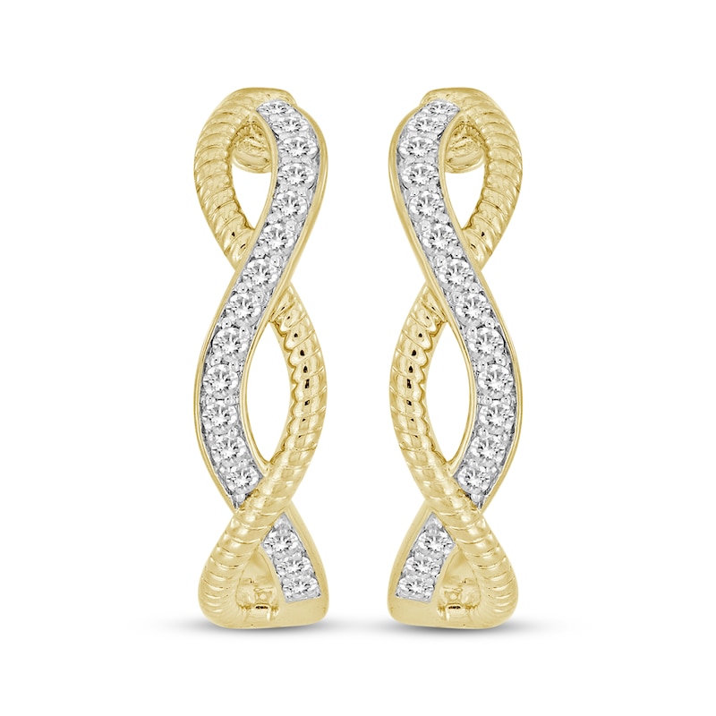 Diamond Rope Twist Hoop Earrings 1/2 ct tw 10K Yellow Gold