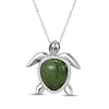 Thumbnail Image 0 of Nephrite Jade & White Lab-Created Sapphire Turtle Necklace Sterling Silver 18"
