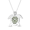 Thumbnail Image 2 of Nephrite Jade & White Lab-Created Sapphire Turtle Necklace Sterling Silver 18"