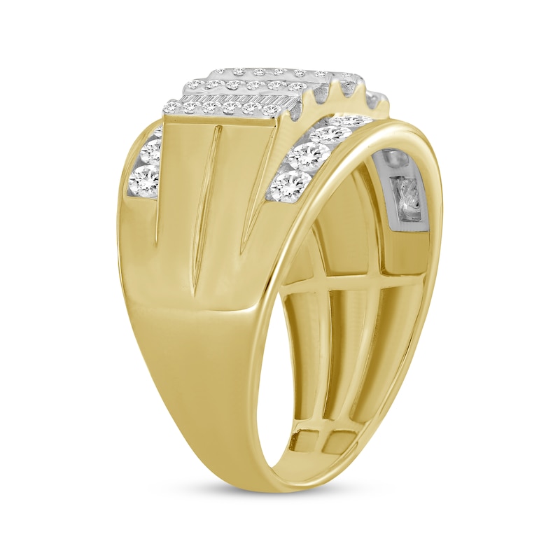 Main Image 2 of Men's Baguette & Round-Cut Diamond Ring 2 ct tw 10K Yellow Gold