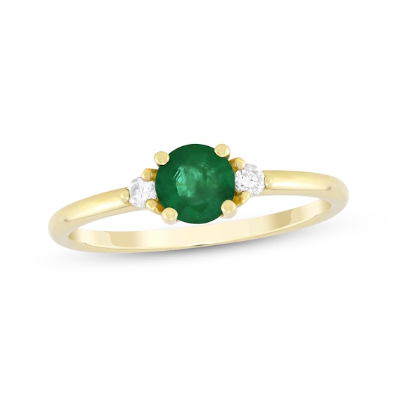 Natural Emerald & Diamond Ring 1/15 ct tw 10K Yellow Gold